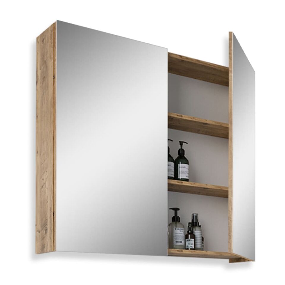 Teta Home Yalova 65 cm Mdf Banyo Aynalı Üst Dolap Atlantik Çam