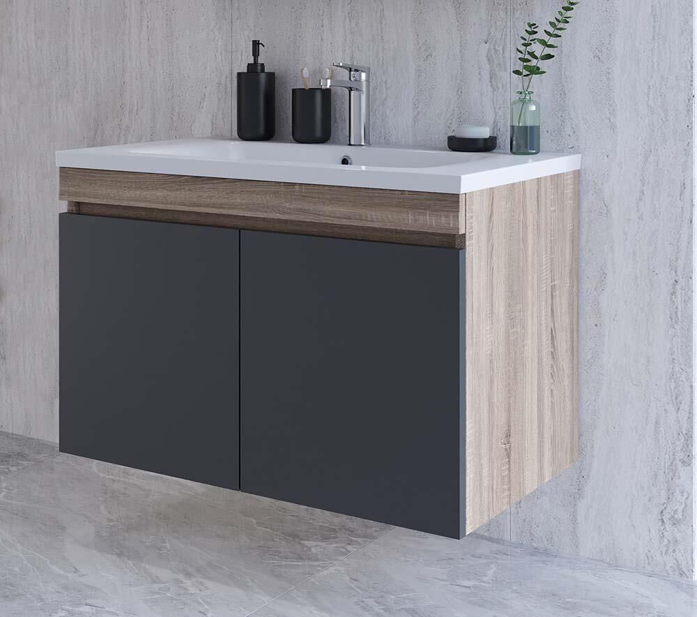 Teta Home Tokyo 65 cm MDF Banyo Lavabolu Alt Dolap Sonoma-Antrasit