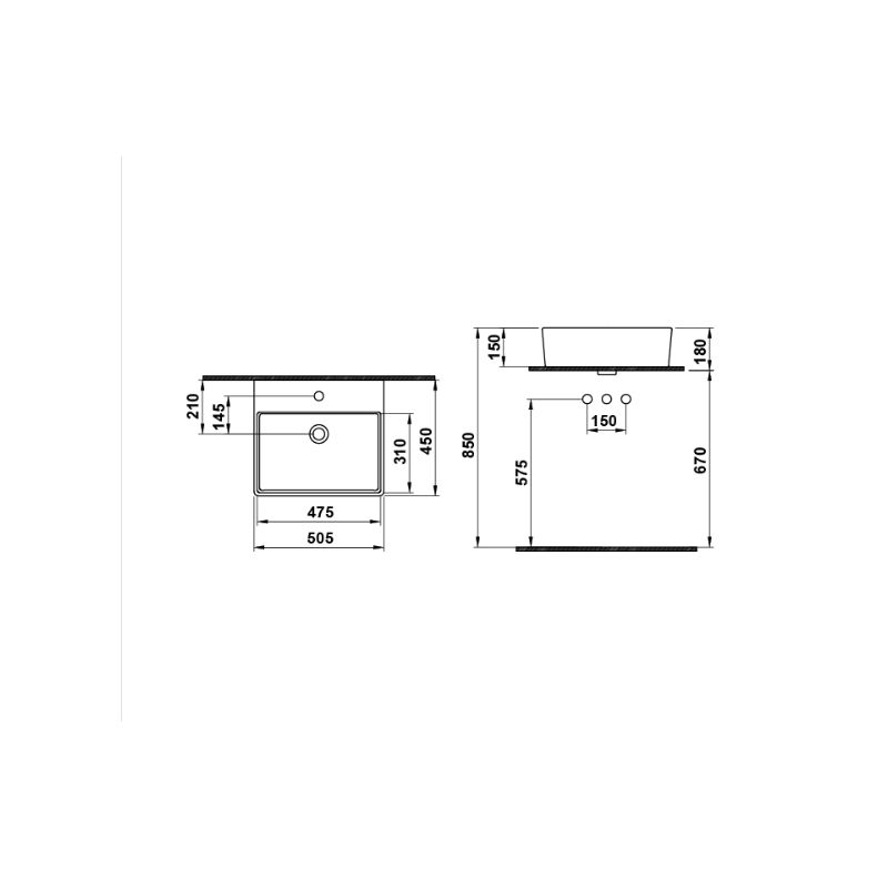 Hafele Banyo Lavabosu Freya 50 505x450mm Parlak Beyaz Renk