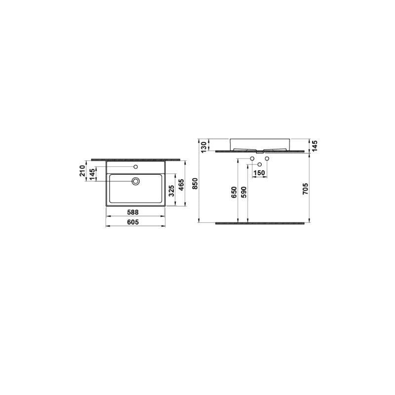 Hafele Banyo Lavabosu Freya 60 605x465mm Parlak Beyaz Renk