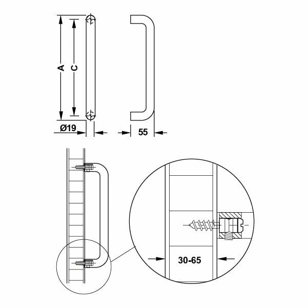 Hafele Çekme Kol Bodo 244cm Paslanmaz Çelik