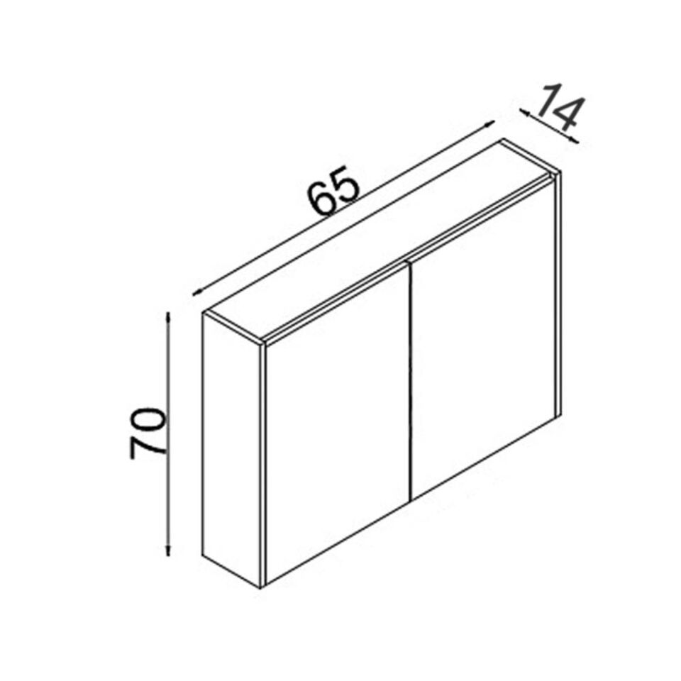 Teta Home Mersin 65 cm MDF Banyo Aynalı Üst Dolap