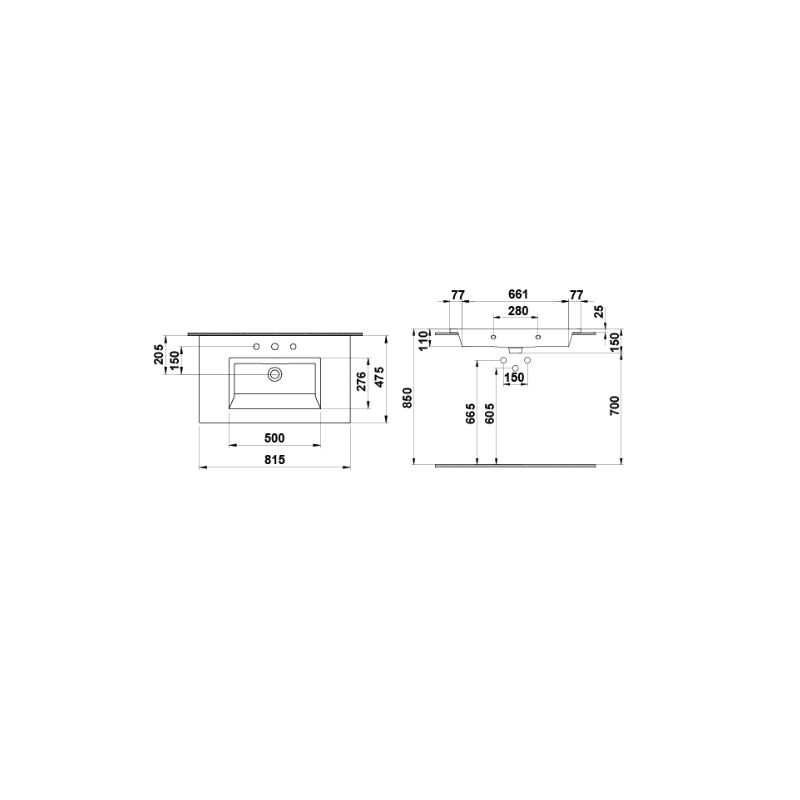 Hafele Banyo Lavabosu Tierra 80 815x475mm Mat Vizon Renk
