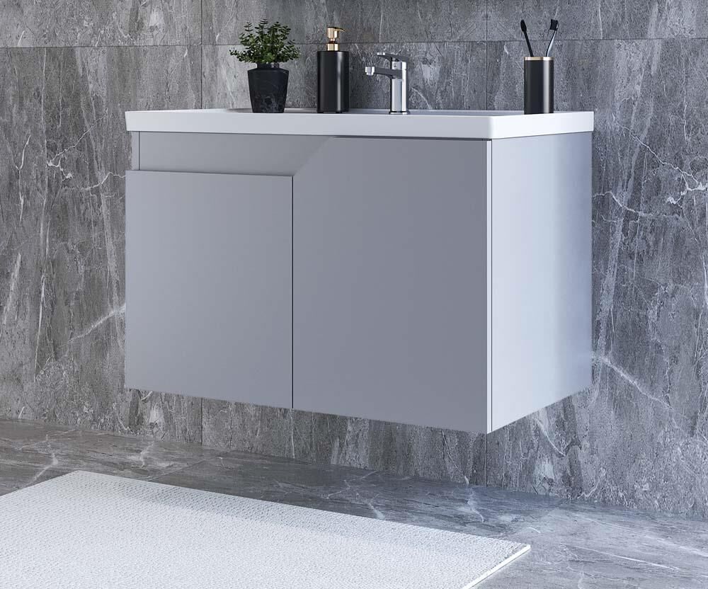 Teta Home Napoli 65 cm MDF Banyo Lavabolu Alt Dolap Sis gri