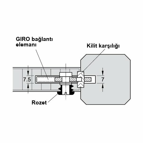 Hafele Giro Çelik Bağlantı Elemanı (10 Adet), Galvaniz