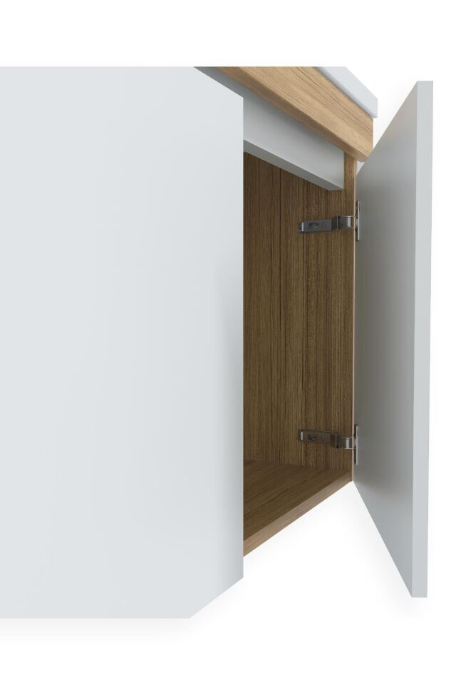 Teta Home Tokyo 65 cm MDF Banyo Lavabolu Alt Dolap Teak-Beyaz