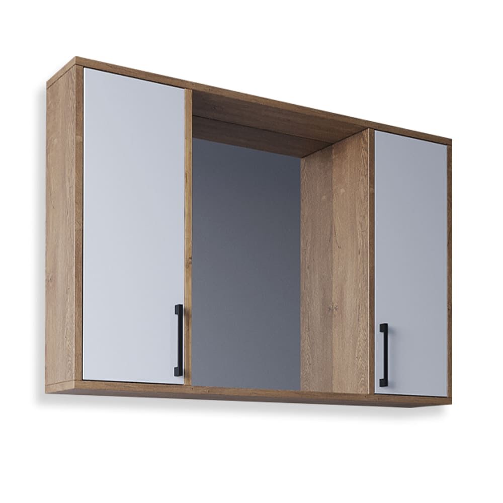 Teta Home Lizbon 100 cm MDF Banyo Üst Dolabı Kafkas Meşe-Beyaz