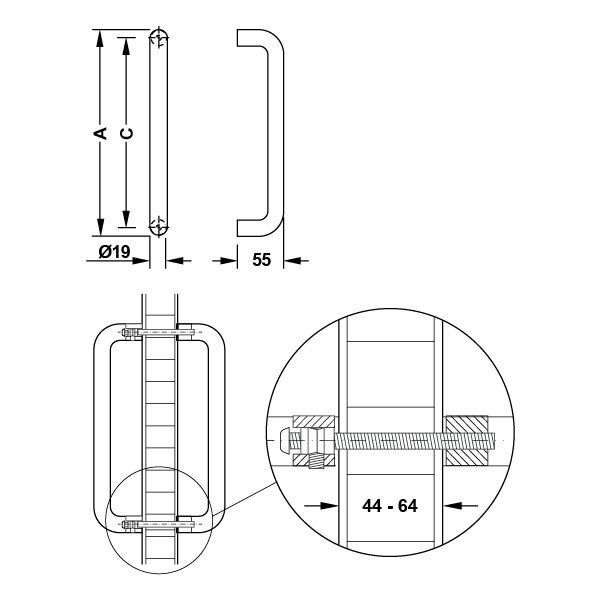 Hafele Çekme Kol Bodo Erkek 244mm Paslanmaz Çelik Mat