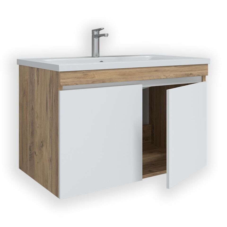 Teta Home Tokyo 65 cm MDF Banyo Lavabolu Alt Dolap Atlantik Çam-Beyaz