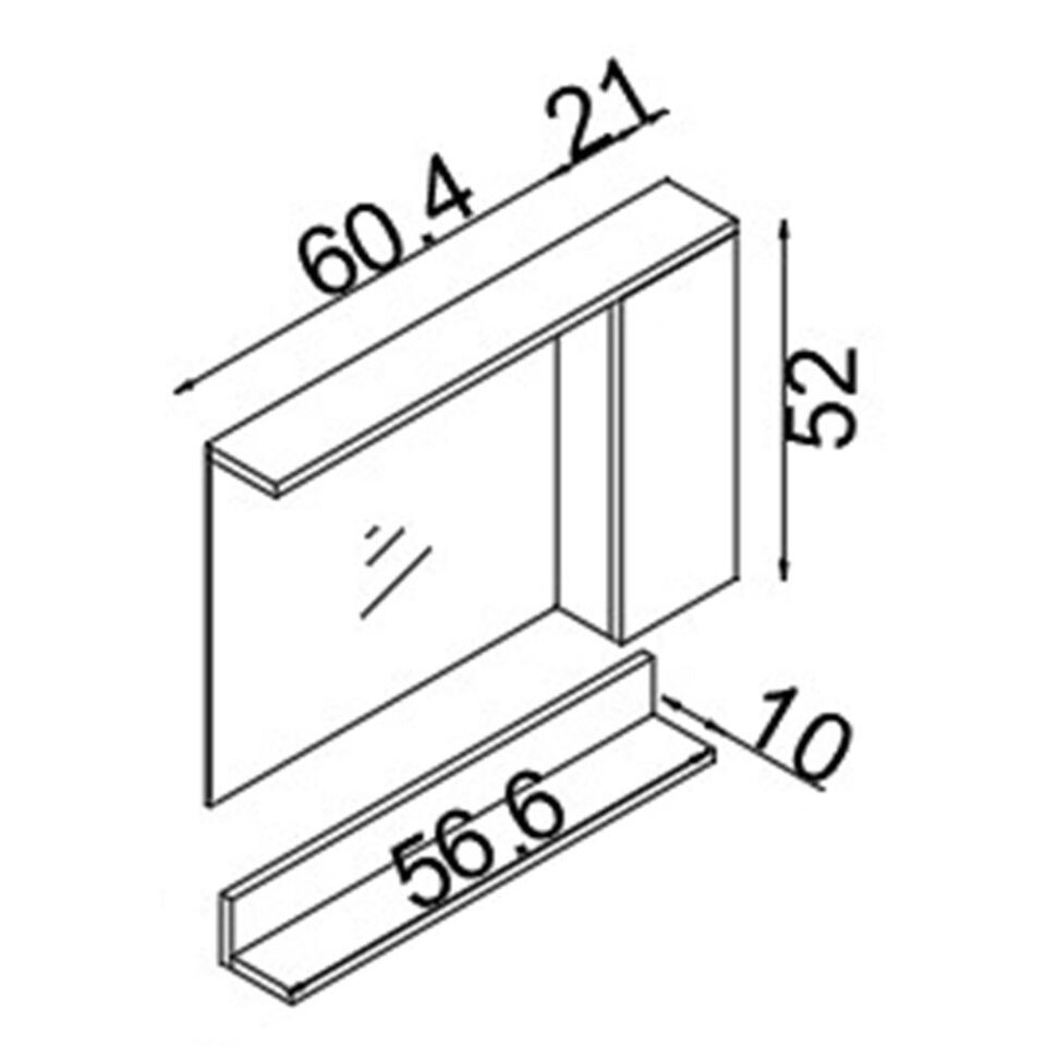 Teta Home Eko 65 cm MDF Banyo Aynalı Üst Dolap