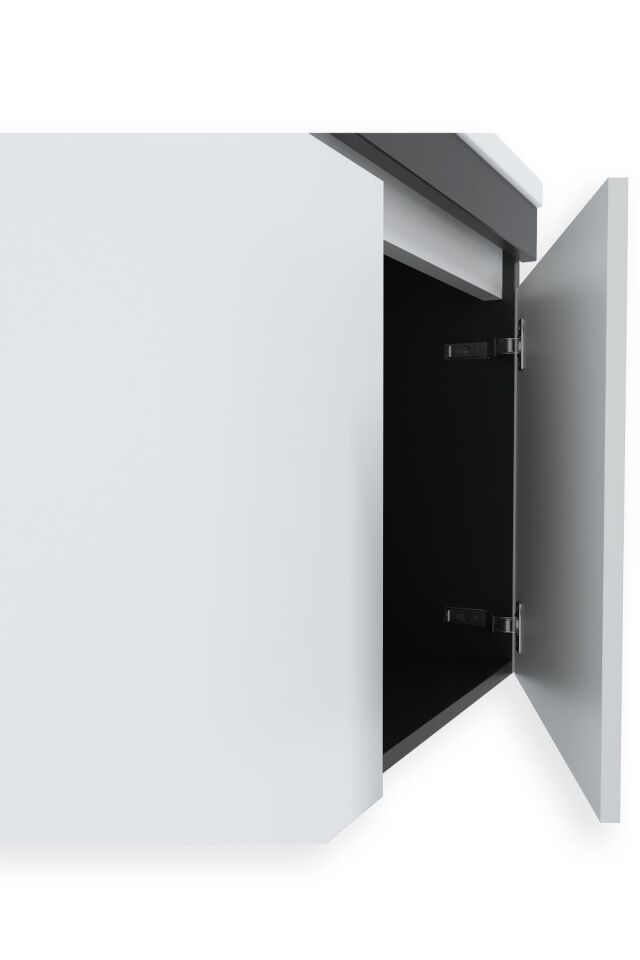 Teta Home Tokyo 65 cm MDF Banyo Lavabolu Alt Dolap Antrasit-Beyaz