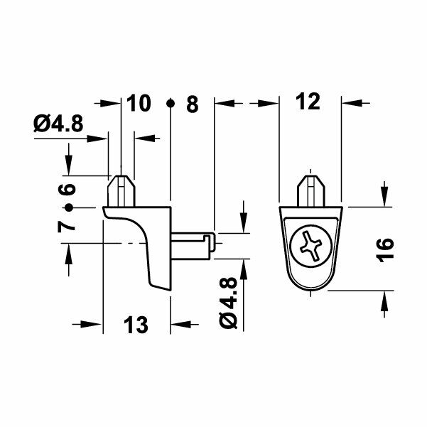 Hafele Raf Pimi Kilitli 4,8mm 75kg (100 Adet), Nikel