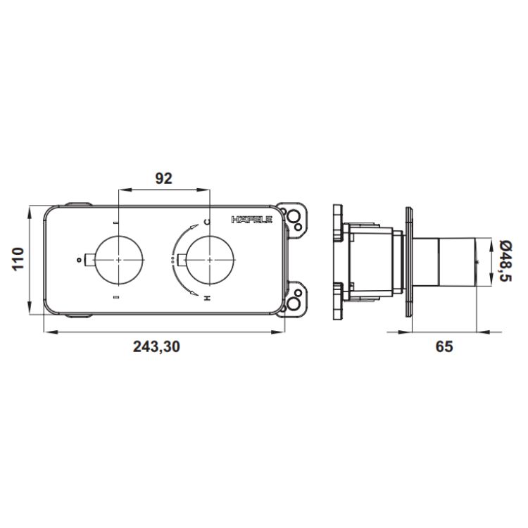 Hafele Ankastre Banyo Bataryası Fluxo Termo Parlak Krom