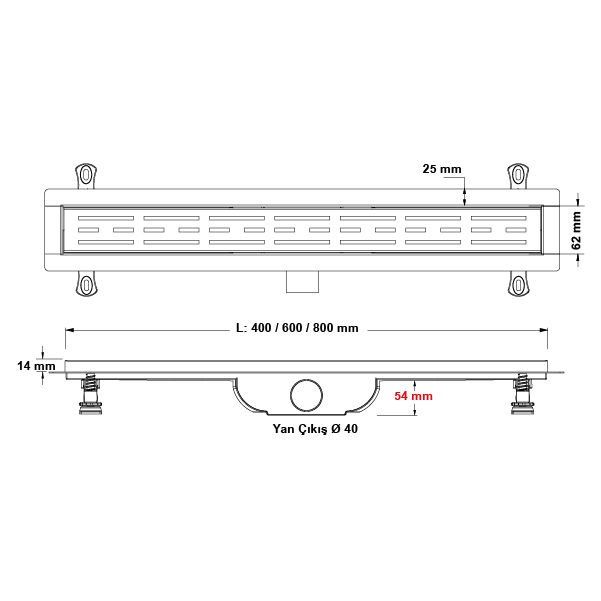 Hafele Collect Duş Kanalı,Ø50,400mm,Mat Siyah