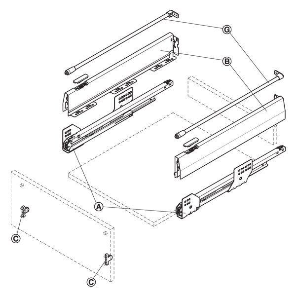 Hafele Çekmece Seti Yuvarlak Bordürlü 35'lik Vidalı Gri