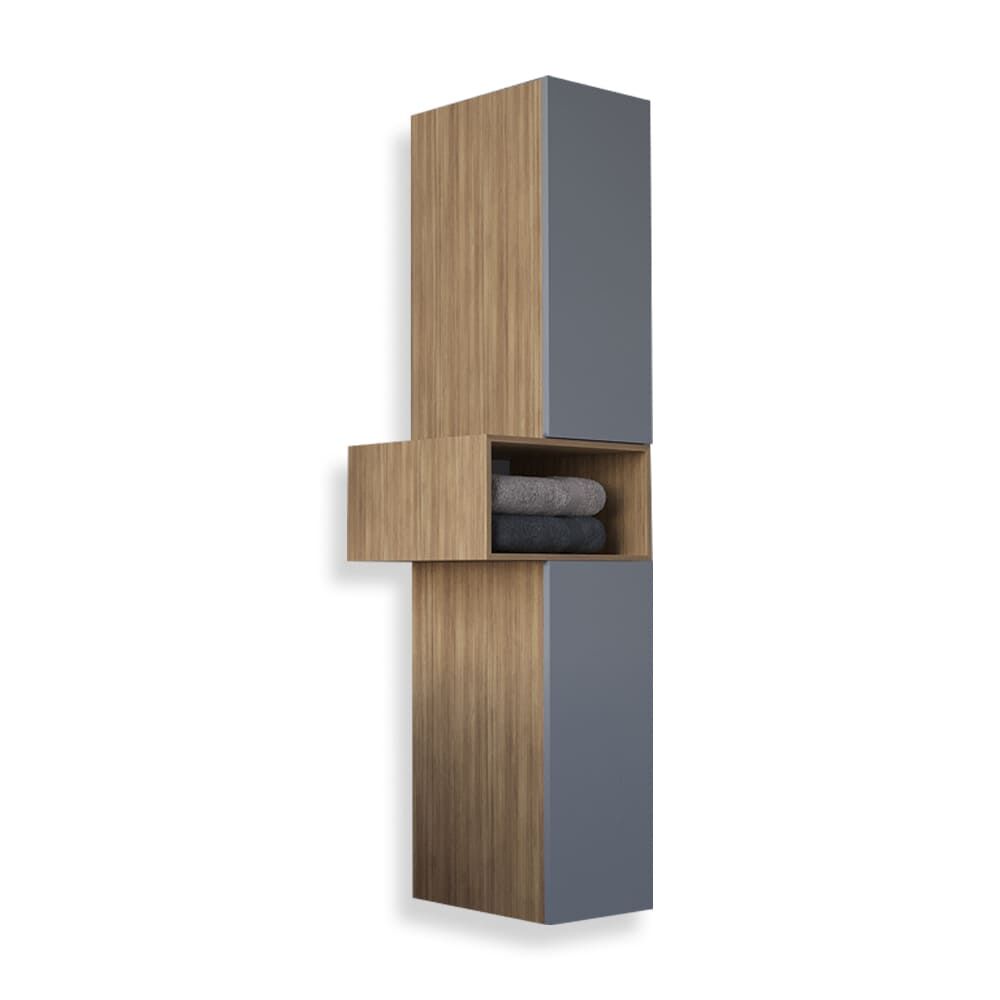 Teta Home Madrid MDF Banyo Boy Dolabı Teak-Sis Gri