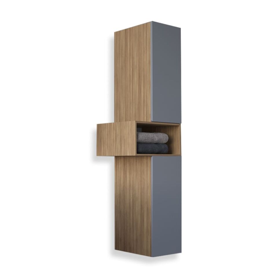 Teta Home Madrid MDF Banyo Boy Dolabı Teak-Sis Gri