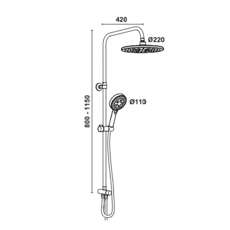 Hafele Kolonlu Duş Sistemi Boda 5 Fonksiyonlu Parlak Krom