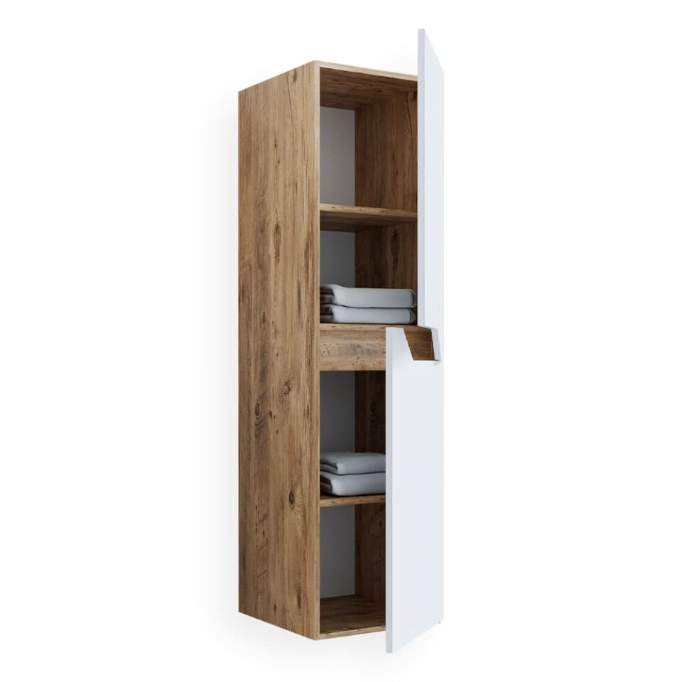 Teta Home Napoli MDF Banyo Boy Dolabı Atlantik Çam-Beyaz