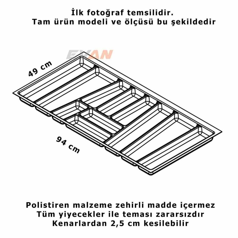 Hafele Trend II Çatal Kaşıklık Antrasit Renk, 94x49cm
