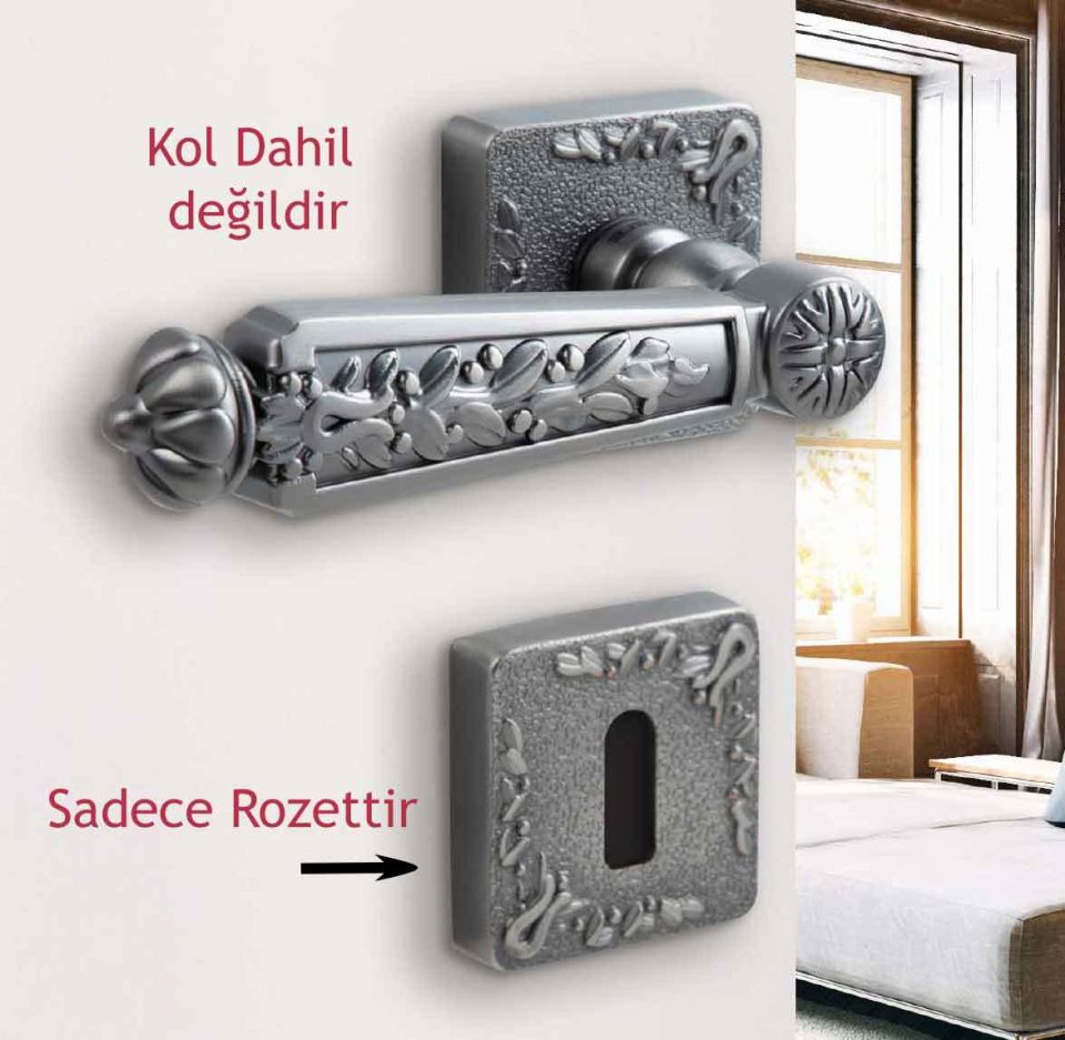 Hafele Oda Kapı Kolu Rozeti, Antik Gümüş Renk
