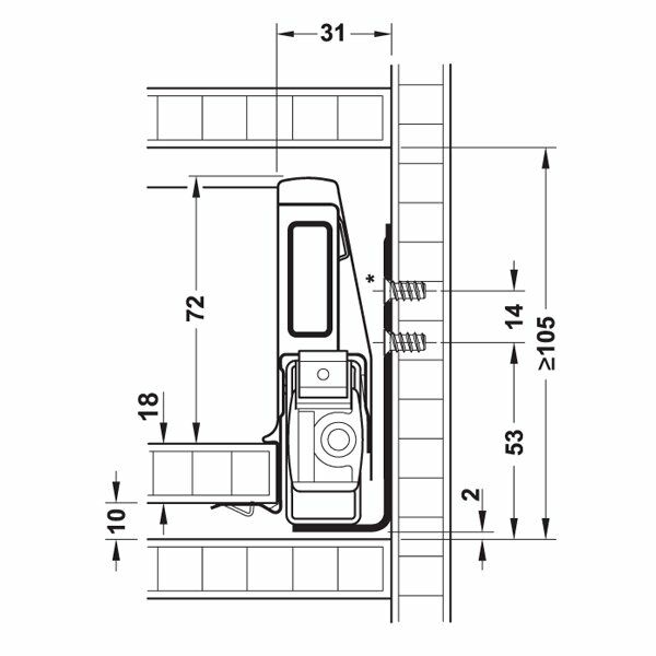 Hafele İç Çekmece Seti 60'lık Modül İçin Bordürsüz 45'lik Gri