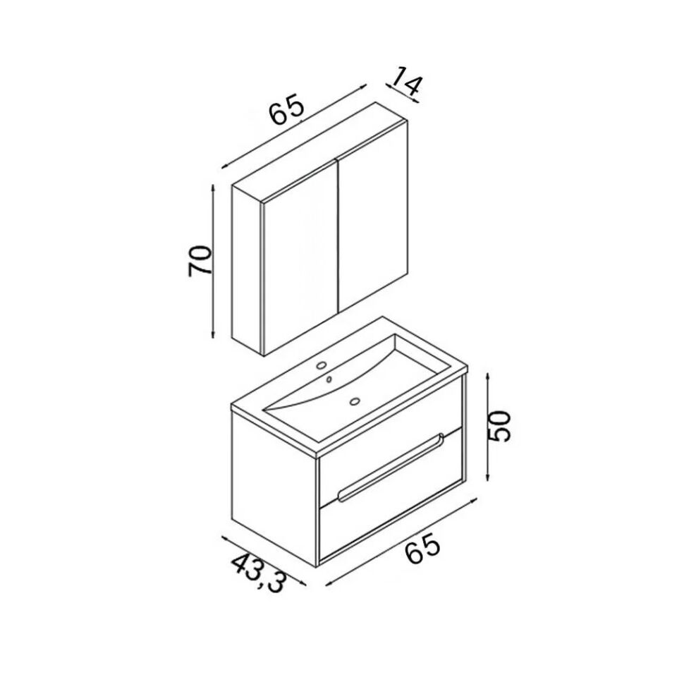 Teta Home Madrid 65 cm MDF Banyo Dolabı Seti