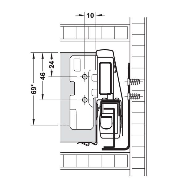 Hafele İç Çekmece Seti 120'lik Modül İçin Bordürsüz 45'lik Gri