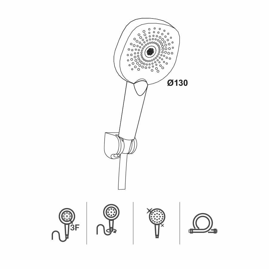 Hafele Askılı El Duşu Seti Focus 3 Fonksiyonlu Mat Siyah
