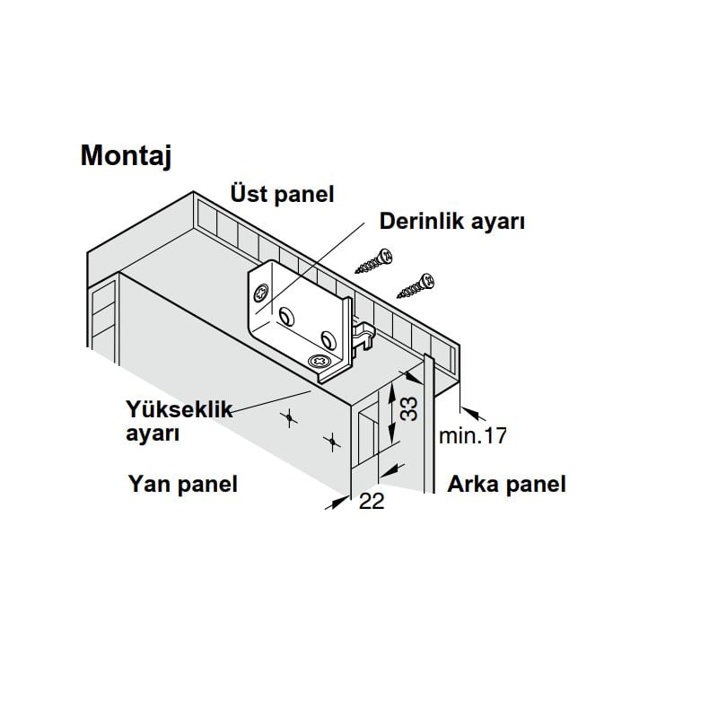 Hafele Midi Dolap Askı Elemanı, Sol, Beyaz Renk