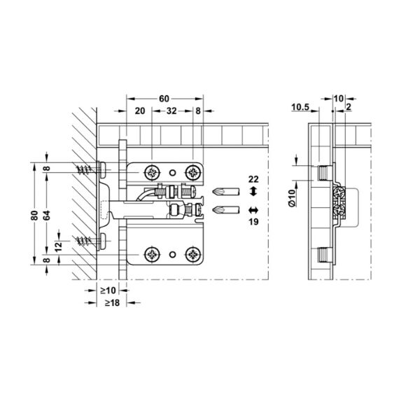 Hafele Heavy Dolap Askısı Elemanı Galvaniz Dübelli Sağ Yönlü