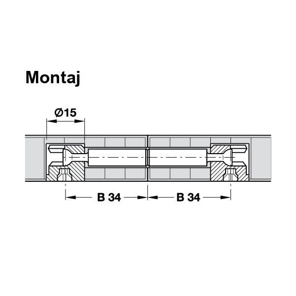 Hafele Minifix Çift Taraflı Mil 34mm (100 Adet), Galvaniz