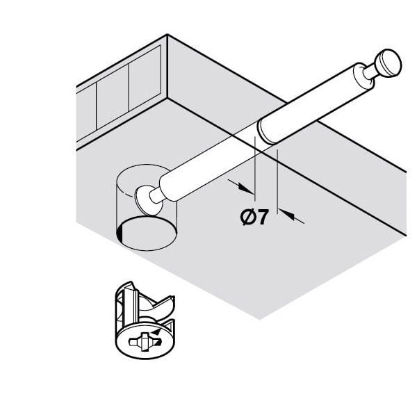 Hafele Minifix Çift Taraflı Mil 34mm (100 Adet), Galvaniz