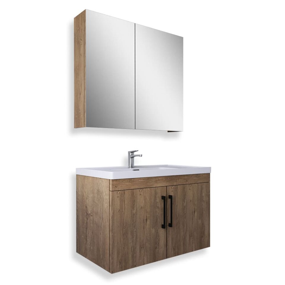 Teta Home Yalova 80 Cm Mdf Banyo Dolabı Seti Kafkas Meşe
