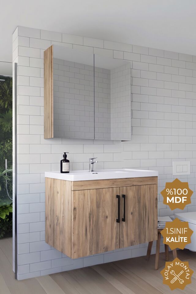 Teta Home Yalova 80 Cm Mdf Banyo Dolabı Seti Atlantik Çam