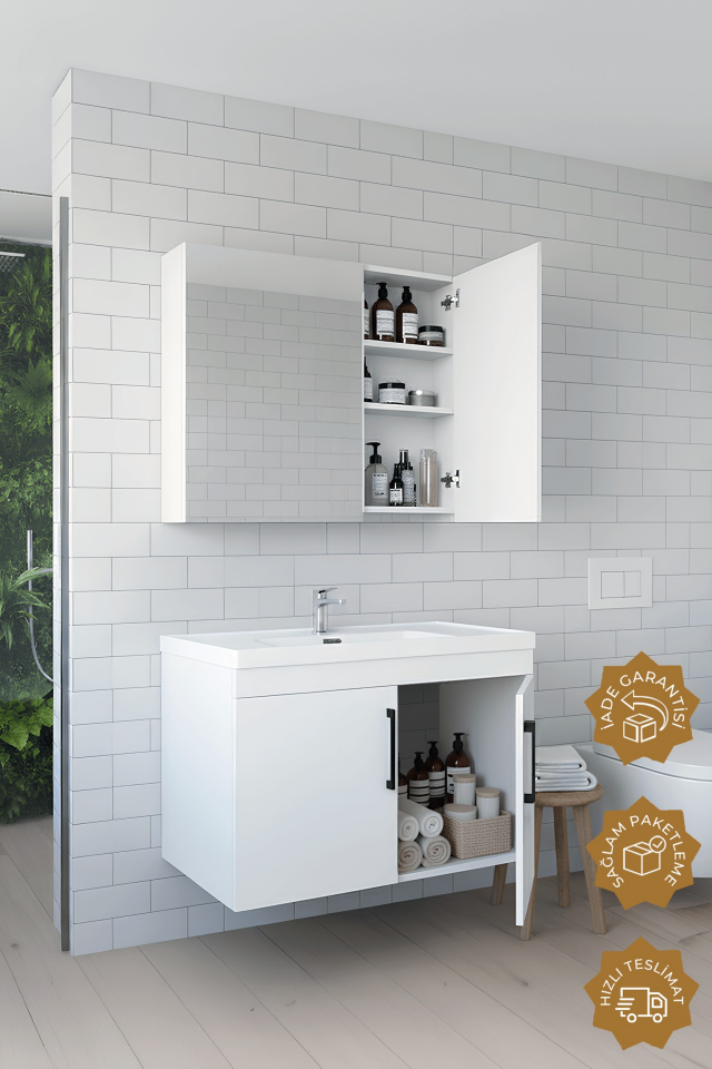 Teta Home Yalova 65 Cm Mdf Banyo Dolabı Seti