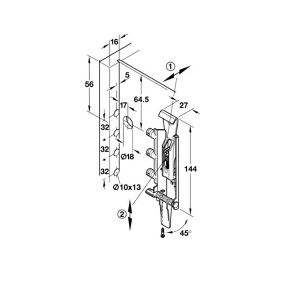 Hafele TR6 Gizli dolap askı dübelli sol 130kg (20 Adet)