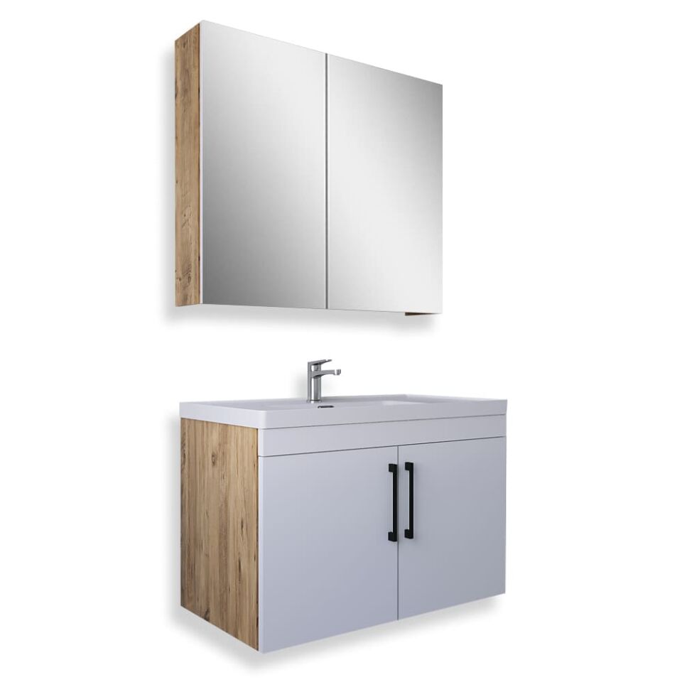 Teta Home Yalova 65 Cm Mdf Banyo Dolabı Seti Atlantik Çam-Beyaz