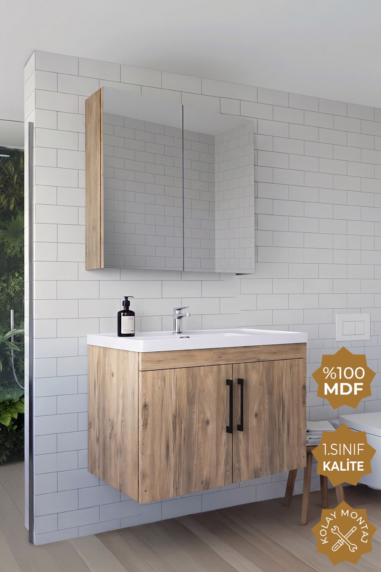 Teta Home Yalova 65 Cm Mdf Banyo Dolabı Seti Atlantik Çam