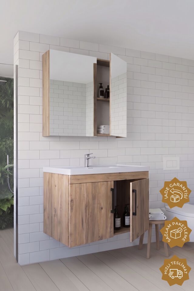 Teta Home Yalova 65 Cm Mdf Banyo Dolabı Seti Atlantik Çam