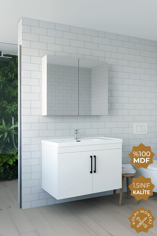 Teta Home Yalova 65 Cm Mdf Banyo Dolabı Seti Beyaz