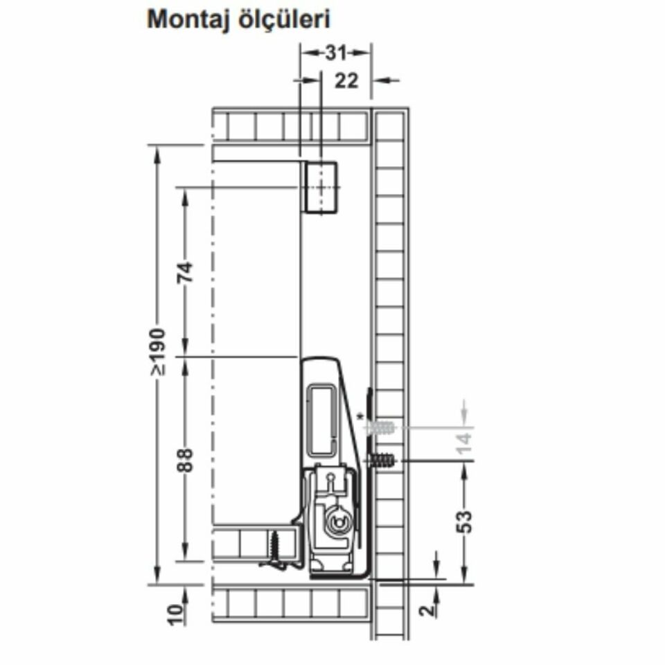 Hafele İç Çekmece Seti 120'lik Modül İçin Kare Bordürlü 50'lik Gri