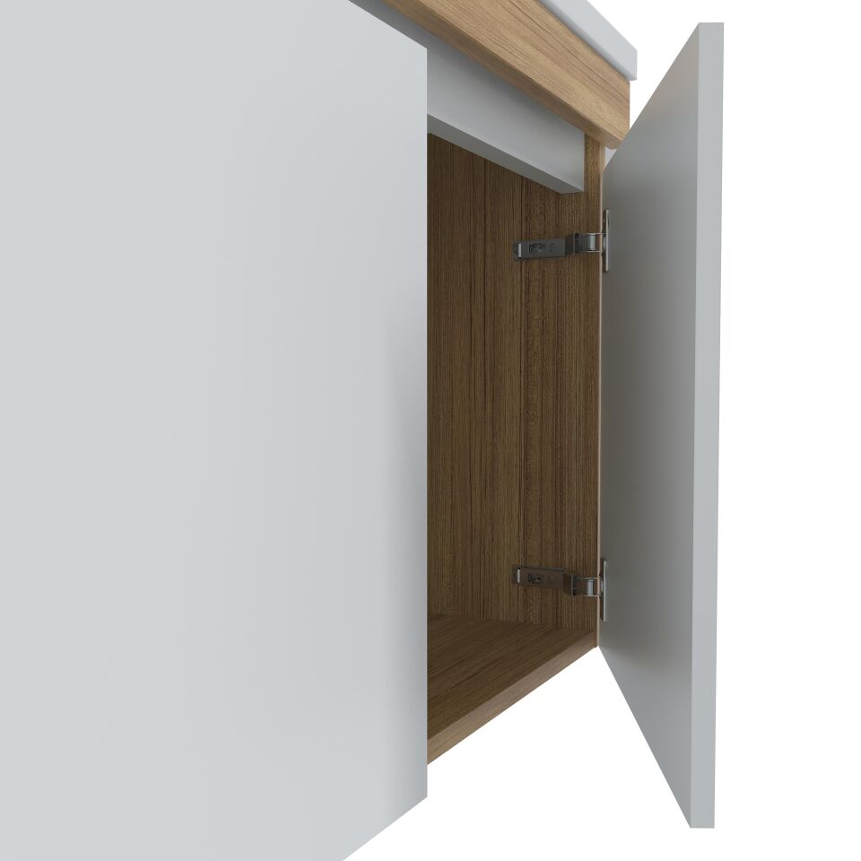 Teta Home Tokyo 80 cm MDF Banyo Dolabı Seti + Boy Dolabı Teak-Beyaz