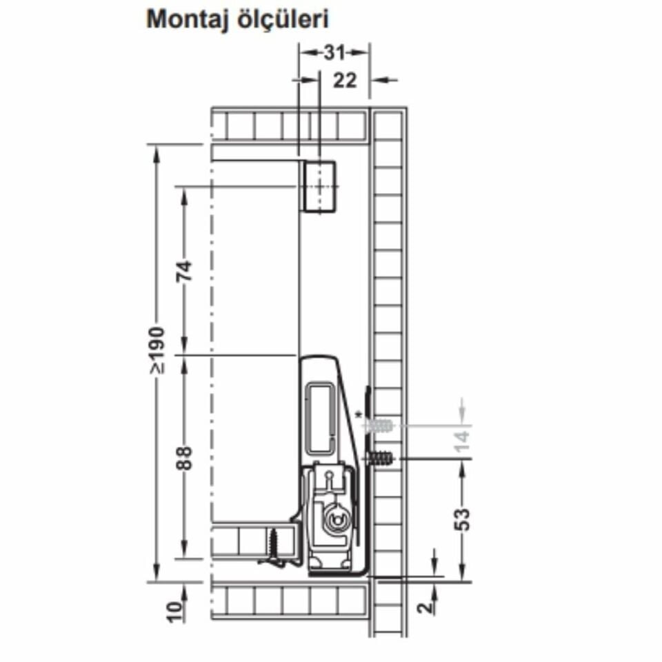 Hafele İç Çekmece Seti 60'lık Modül İçin Kare Bordürlü 45'lik Beyaz