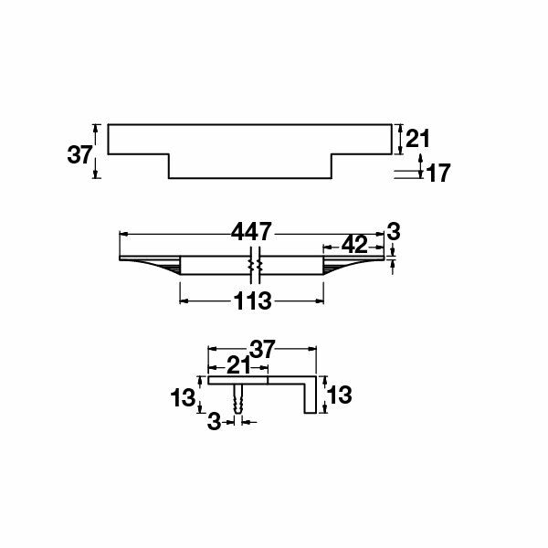 Hafele Profil Kulp Stairway2 447mm Mat Siyah
