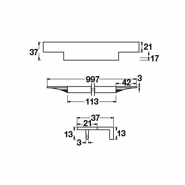 Hafele Profil Kulp Stairway2 997mm Mat Siyah