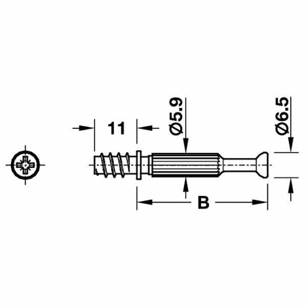Hafele Minifix Mil 24/5/11mm (100 Adet), Galvaniz