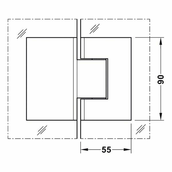 Hafele Duş Menteşesi Cam-Cam 180 Derece Grafit Siyah Renk