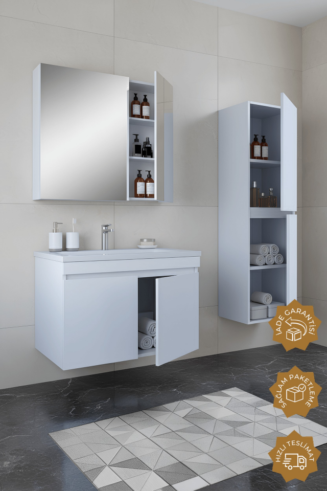 Teta Home Tokyo 65 cm MDF Banyo Dolabı Seti + Boy Dolabı