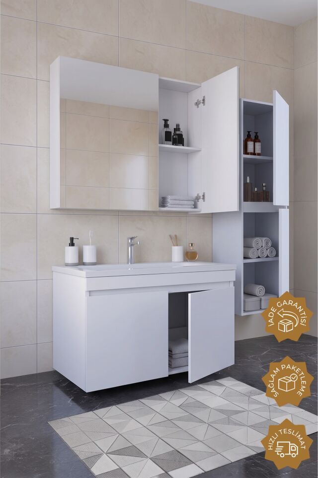 Teta Home Tokyo 65 cm MDF Banyo Dolabı Seti + Boy Dolabı